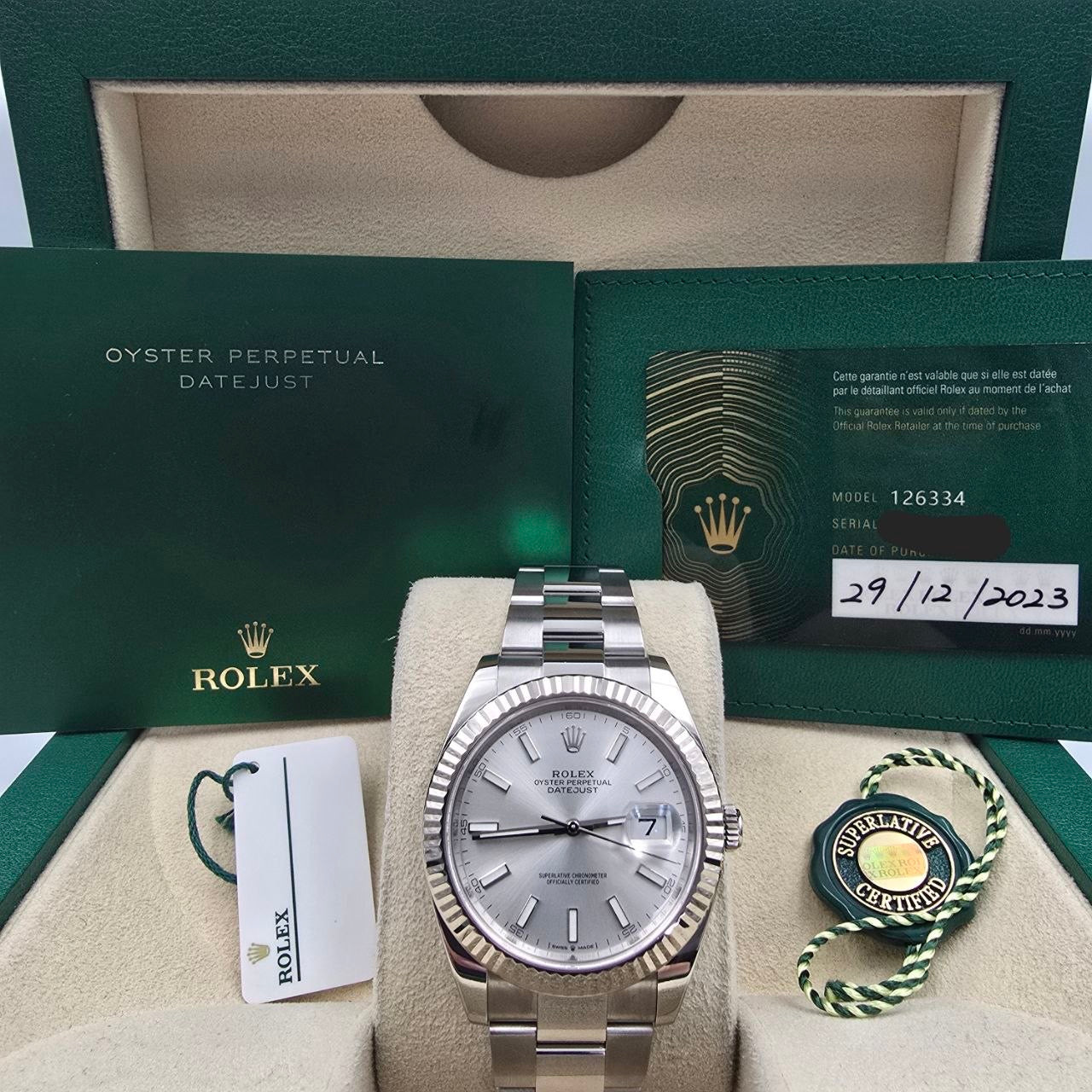 PAPERS 2023 Rolex Datejust 41mm 126334 Stainless Steel Oyster Silver Dial BOX