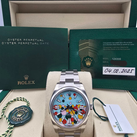 2025 PAPERS Rolex Oyster Perpetual 41mm Celebration Dial Steel 124300 BOX