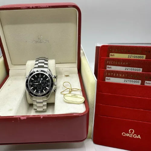 Omega Seamaster Planet Ocean Chronograph Steel Black Automatic Watch 2210.50