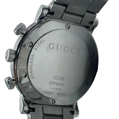 Gucci G-Chrono 101M Diamond Mens Black Dial Swiss Quartz Chronograph Watch YA101309