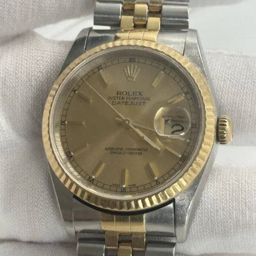 Rolex Datejust 36mm Two Tone 18k Gold Steel Automatic Watch 16233