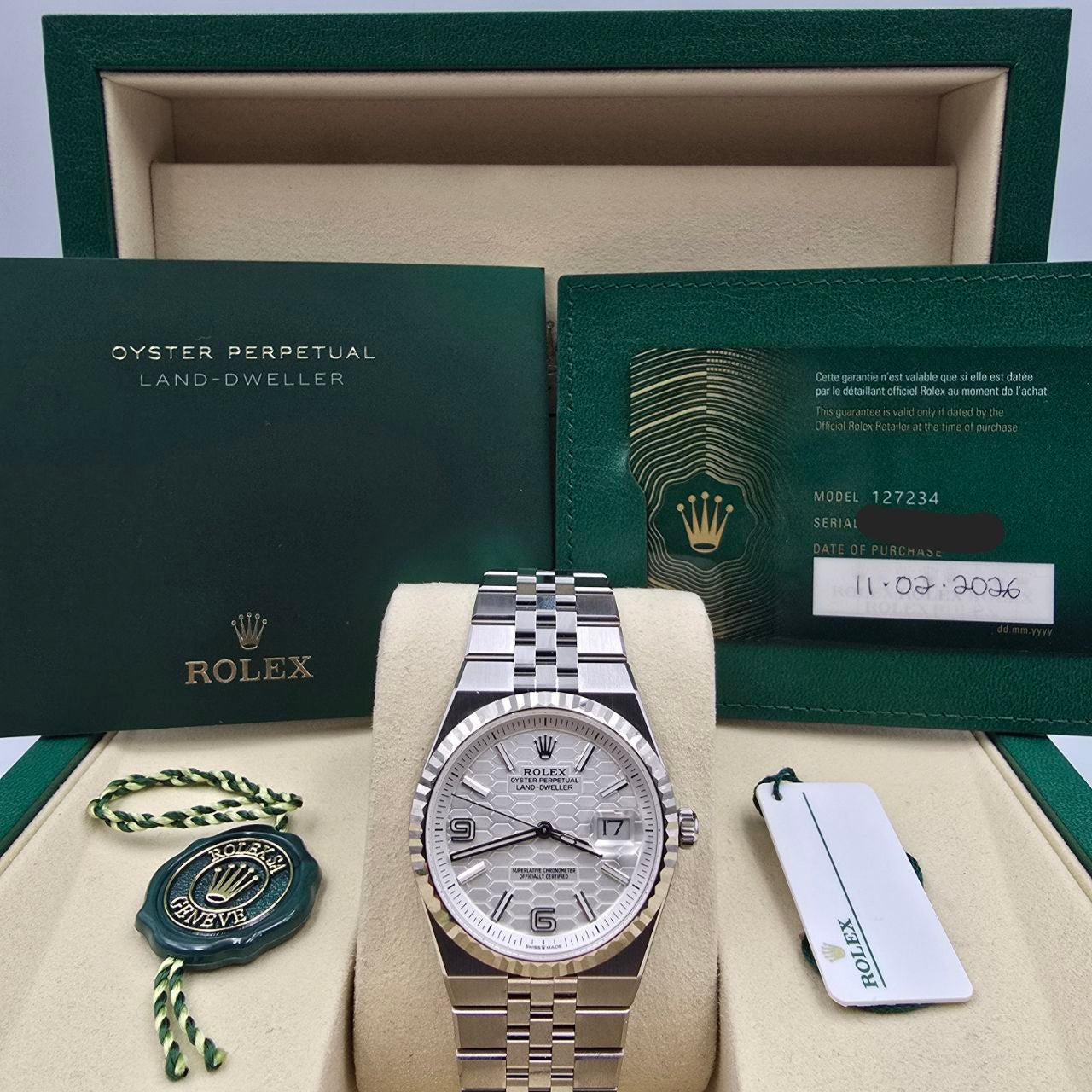 NEW 2026 Rolex Land-Dweller 127234 Steel Honeycomb White Dial 36mm Watch
