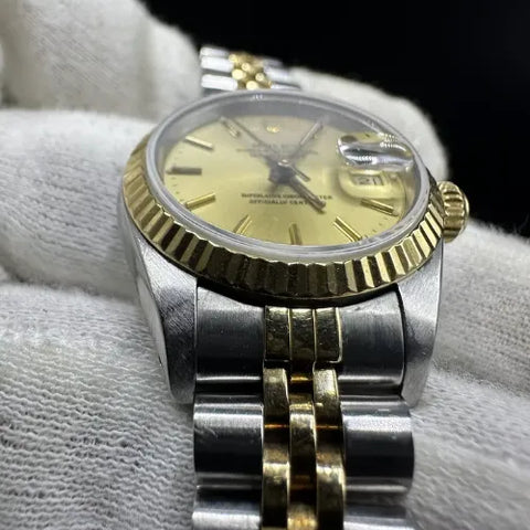 Rolex Lady-Datejust 26mm Automatic Gold Color Dial 18k Yellow Gold & Steel Case 69173