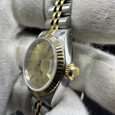 Rolex Lady-Datejust 26mm Automatic Gold Color Dial 18k Yellow Gold & Steel Case 69173