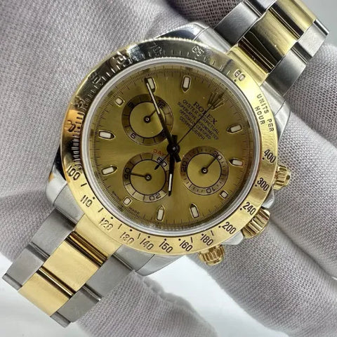 Rolex Daytona Cosmograph Champagne 18K Yellow Gold Stainless Steel 40mm 116523