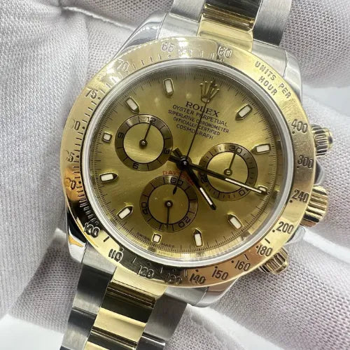 Rolex Daytona Cosmograph Champagne 18K Yellow Gold Stainless Steel 40mm 116523