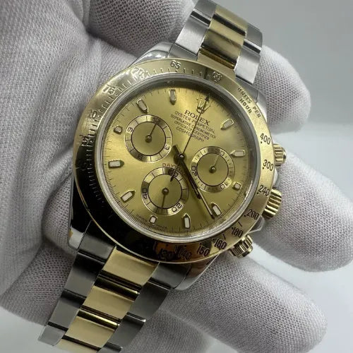 Rolex Daytona Cosmograph Champagne 18K Yellow Gold Stainless Steel 40mm 116523