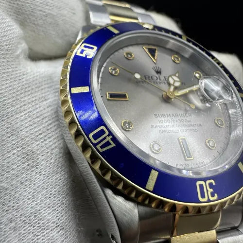 Rolex Submariner Date Two Tone Sultan Serti Diamond Dial 18kt Oyster 40mm