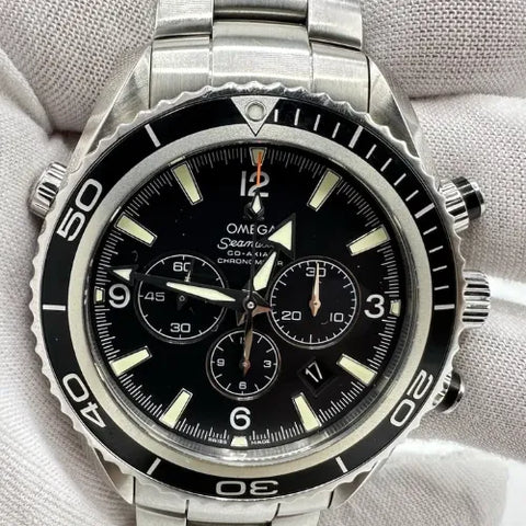 Omega Seamaster Planet Ocean Chronograph Steel Black Automatic Watch 2210.50