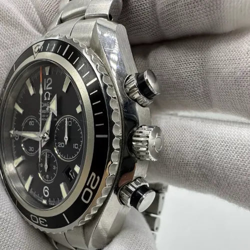 Omega Seamaster Planet Ocean Chronograph Steel Black Automatic Watch 2210.50