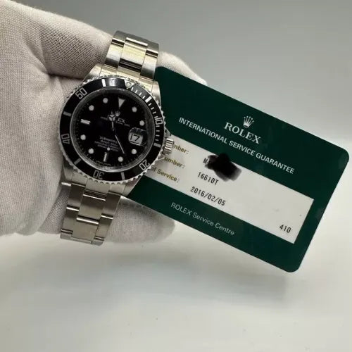 MINT 2008 Rolex Submariner Date Tritium No Holes 40mm Black Watch 16610 + RSC