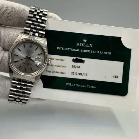 2017 RSC Rolex Datejust 16234 Stainless Steel Jubilee Silver Dial 36mm Watch