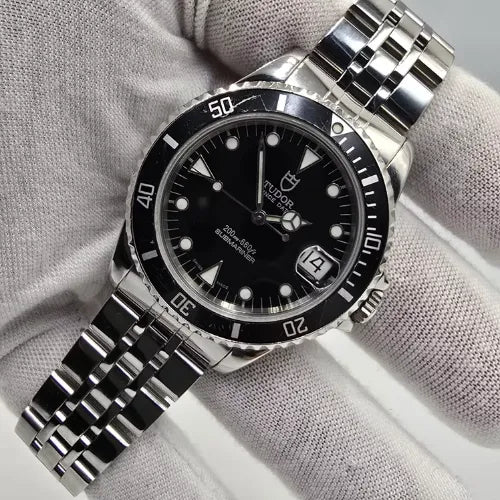 Tudor Prince Date Submariner Jubilee Automatic Black Dial Bezel 36mm Watch 75190