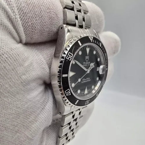 Tudor Prince Date Submariner Jubilee Automatic Black Dial Bezel 36mm Watch 75190