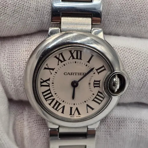 Cartier Ballon Bleu Steel Silver Dial Quartz 28mm Watch W69010Z4