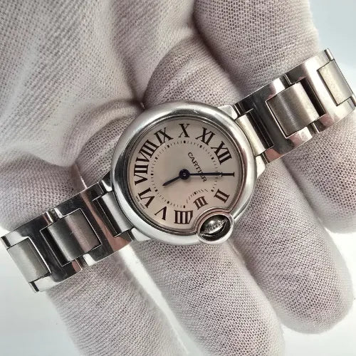 Cartier Ballon Bleu Steel Silver Dial Quartz 28mm Watch W69010Z4