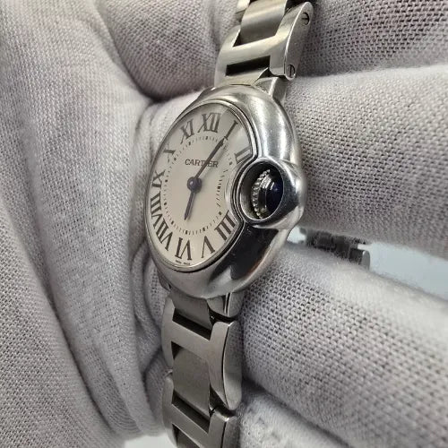 Cartier Ballon Bleu Steel Silver Dial Quartz 28mm Watch W69010Z4