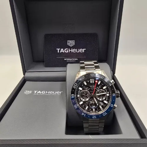 2021 TAG Heuer Batman Carrera Black Blue Bezel 45mm Watch CBG2A1Z.BA0658 B+P