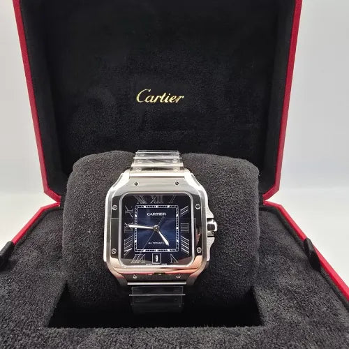 NEW 2025 Cartier Santos de Cartier Large Model Steel Blue Dial 39.8mm WSSA0071