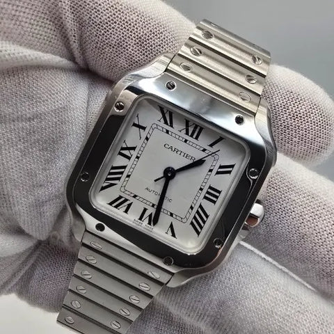 NEW 2025 Cartier Santos De Cartier Medium Model Steel 35.1mm Watch WSSA0029