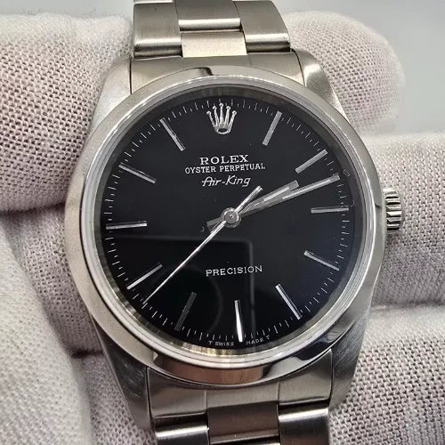 2007 Rolex Air King 14000M Automatic Watch Stainless Black Dial 34MM