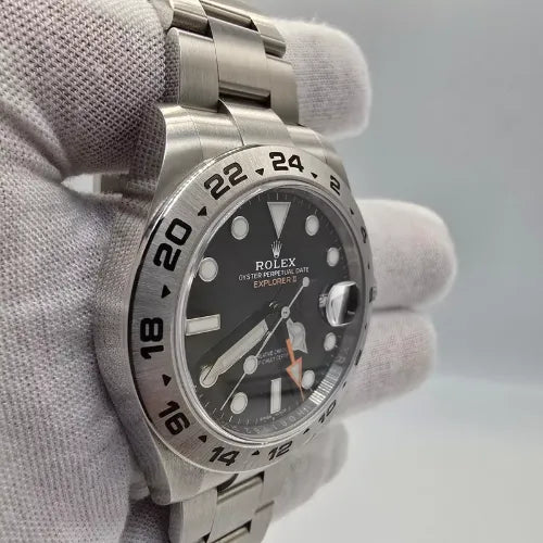 MINT 2018 Rolex Explorer II Black Orange Steel 42mm Watch 216570 B+P