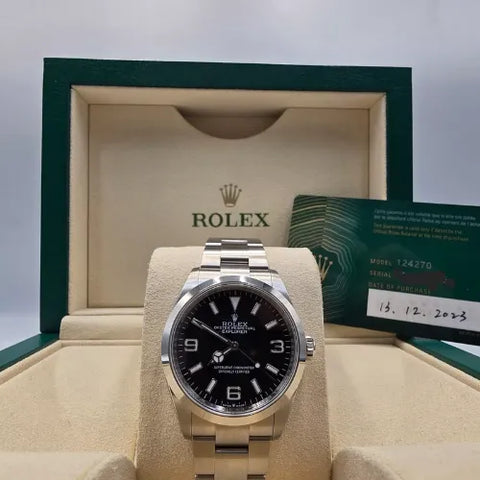 2023 Rolex Explorer Black Dial Stainless Steel 36mm Watch 124270 B + P