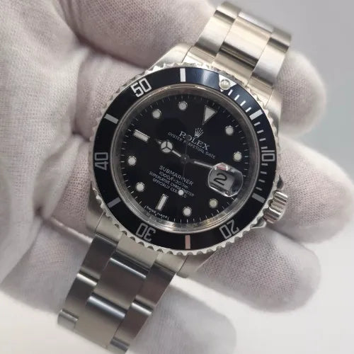 2009 Rolex Submariner Date Steel No Holes 40mm Black Watch 16610