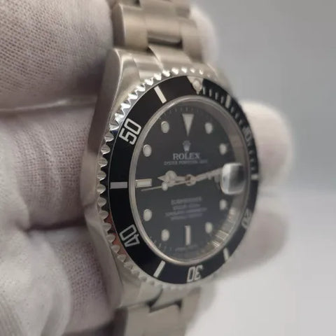 2009 Rolex Submariner Date Steel No Holes 40mm Black Watch 16610