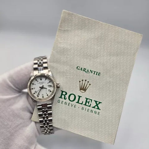 Rolex Lady Datejust 6917 Steel White Roman Dial Jubilee Oval Band + Papers