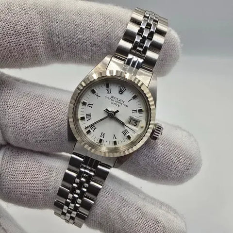 Rolex Lady Datejust 6917 Steel White Roman Dial Jubilee Oval Band + Papers