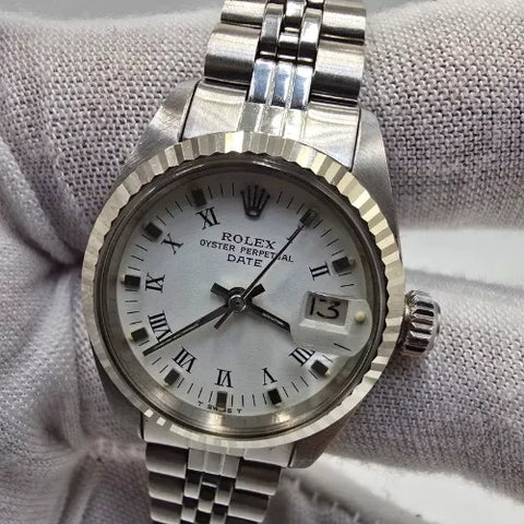 Rolex Lady Datejust 6917 Steel White Roman Dial Jubilee Oval Band + Papers