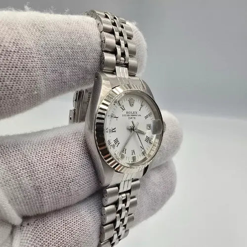 Rolex Lady Datejust 6917 Steel White Roman Dial Jubilee Oval Band + Papers