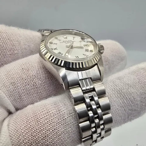 Rolex Lady Datejust 6917 Steel White Roman Dial Jubilee Oval Band + Papers