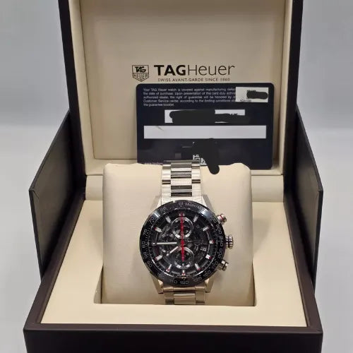 Tag Heuer Carrera Chronograph Stainless Steel 43mm Watch CAR201V.BA7014 B+P