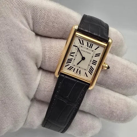 2023 Cartier Tank Louis Large Watch 18K Yellow Gold WGTA0067 Leather Quartz B+P