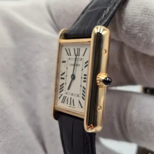 2023 Cartier Tank Louis Large Watch 18K Yellow Gold WGTA0067 Leather Quartz B+P