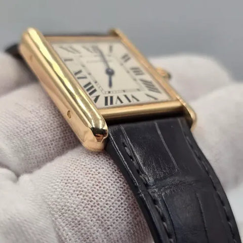 2023 Cartier Tank Louis Large Watch 18K Yellow Gold WGTA0067 Leather Quartz B+P