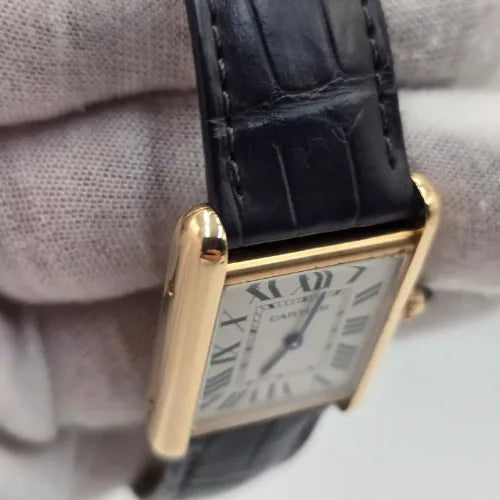 2023 Cartier Tank Louis Large Watch 18K Yellow Gold WGTA0067 Leather Quartz B+P