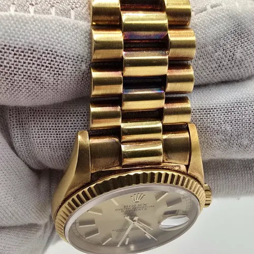 PAPERS Rolex President Day Date 36 Champagne Dial 18238 Double Quick Yellow Gold