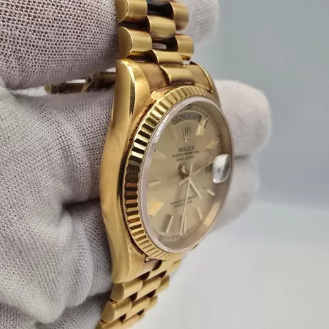 PAPERS Rolex President Day Date 36 Champagne Dial 18238 Double Quick Yellow Gold