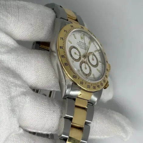 Rolex Daytona 16523 Zenith 18k Yellow Two Tone White Dial Men's Watch 40mm