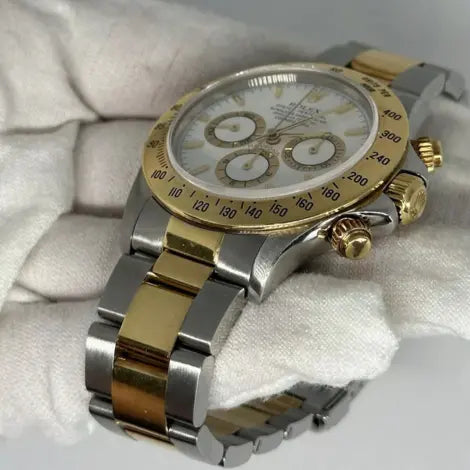 Rolex Daytona 16523 Zenith 18k Yellow Two Tone White Dial Men's Watch 40mm