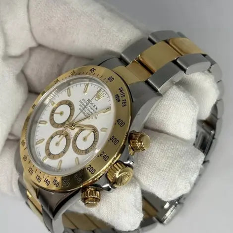 Rolex Daytona 16523 Zenith 18k Yellow Two Tone White Dial Men's Watch 40mm