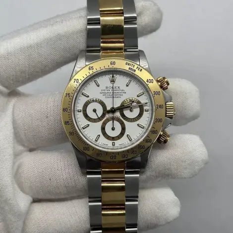 Rolex Daytona 16523 Zenith 18k Yellow Two Tone White Dial Men's Watch 40mm