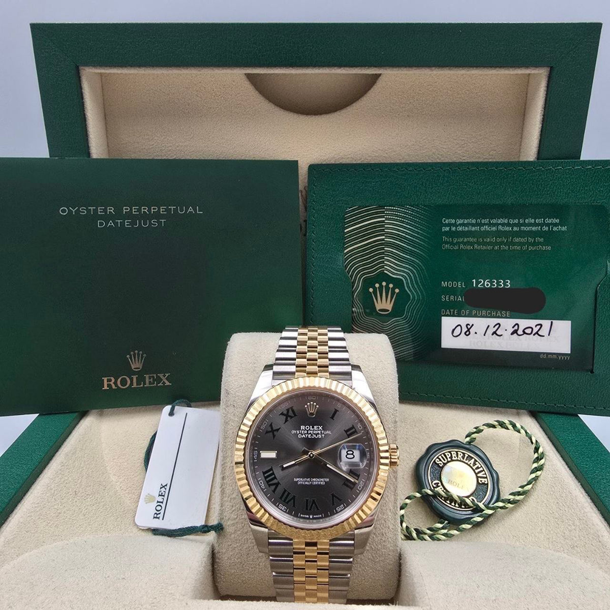 Rolex Datejust 41 2021 FULL SET Datejust 41mm Two Tone Wimbledon Dial Jubilee