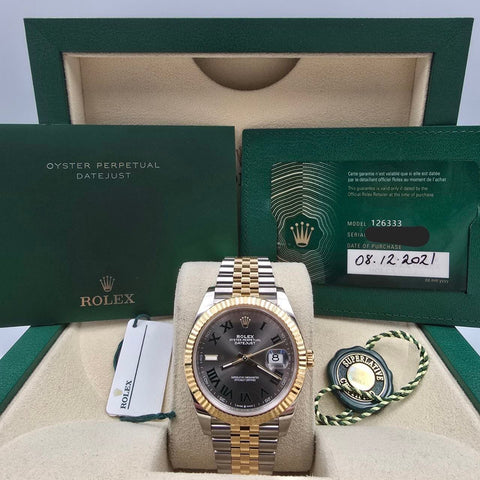 Rolex Datejust 41 2021 FULL SET Datejust 41mm Two Tone Wimbledon Dial Jubilee