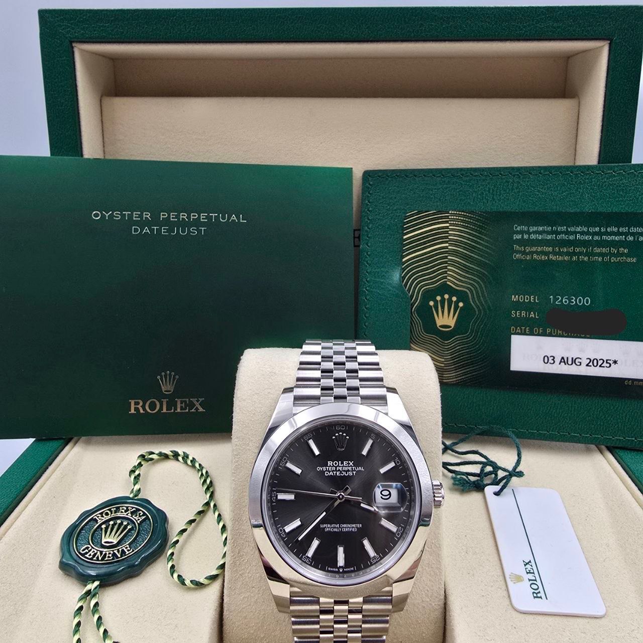 Rolex Datejust 41 2025 FULL SET Datejust 41mm Rhodium Grey Smooth Jubilee