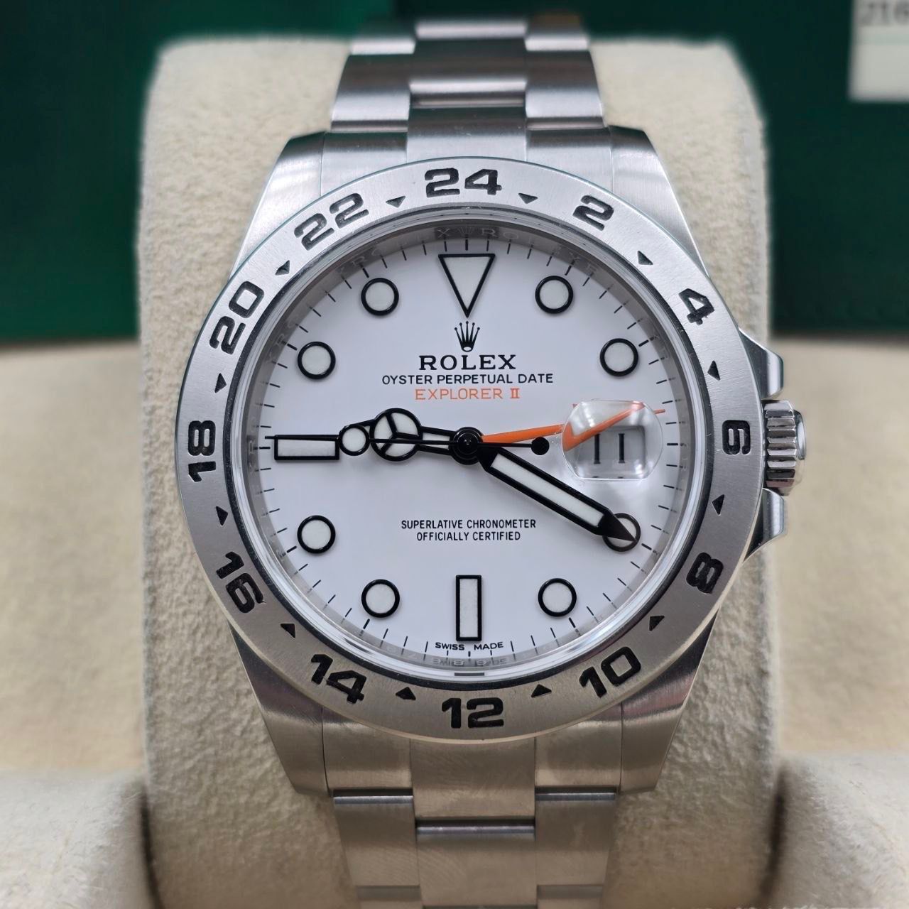 Rolex Explorer II 2018 FULL SET 216570 Stainless Steel White Orange 42mm
