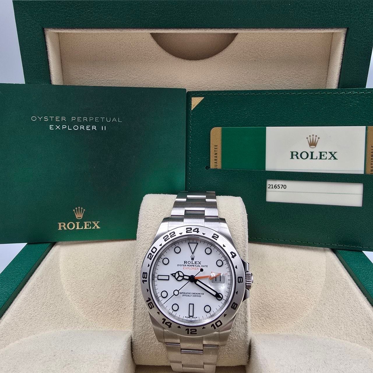 Rolex Explorer II 2018 FULL SET 216570 Stainless Steel White Orange 42mm